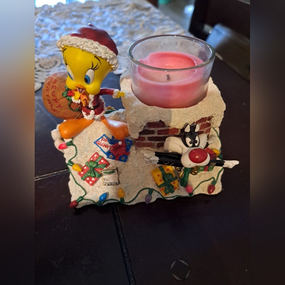 Tweety and Sylvester Holiday Candle Holder